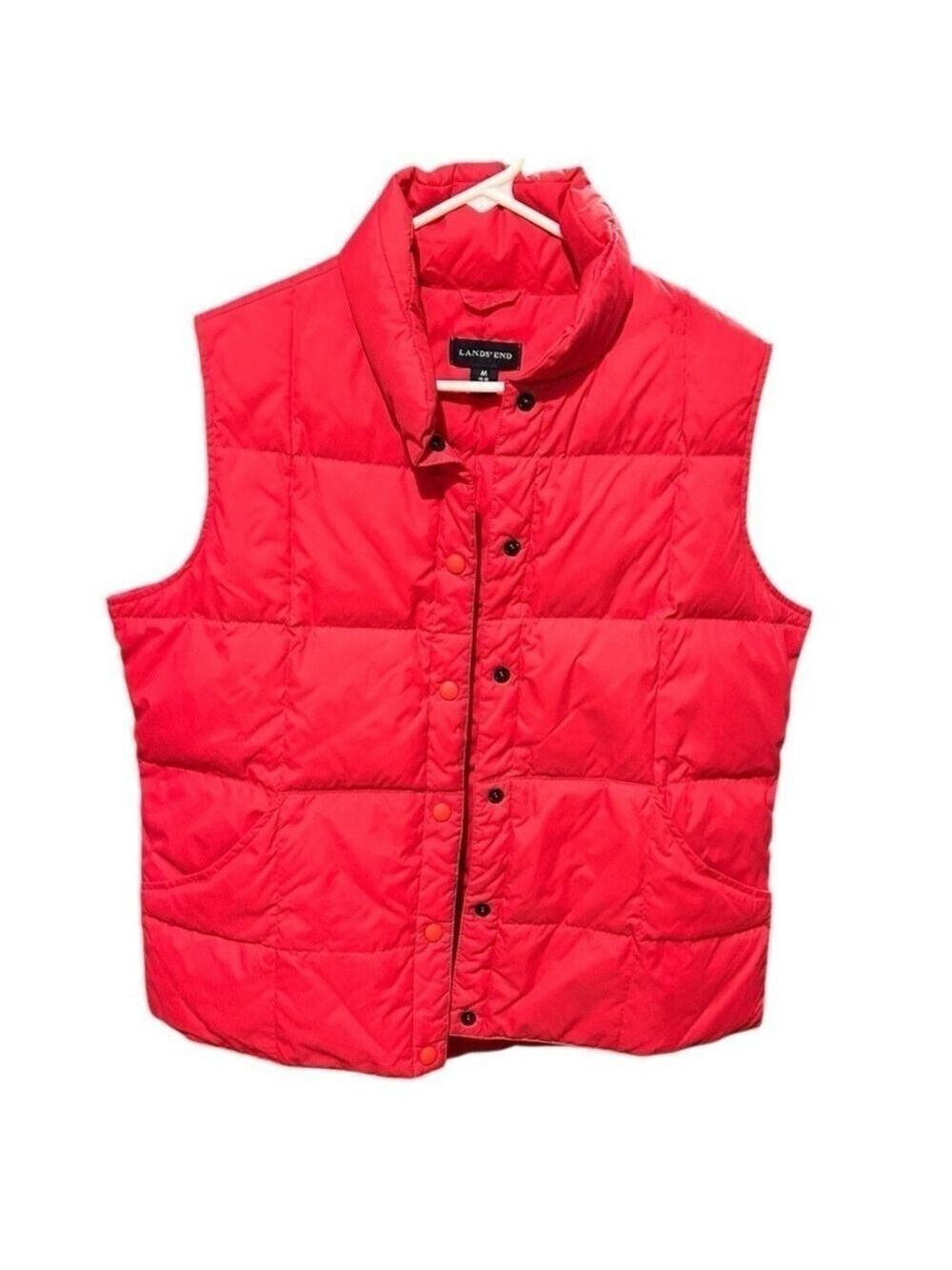 LANDS’ END Goose Down Puffy Outer Vest Flamingo Women’s Size Medium VGC